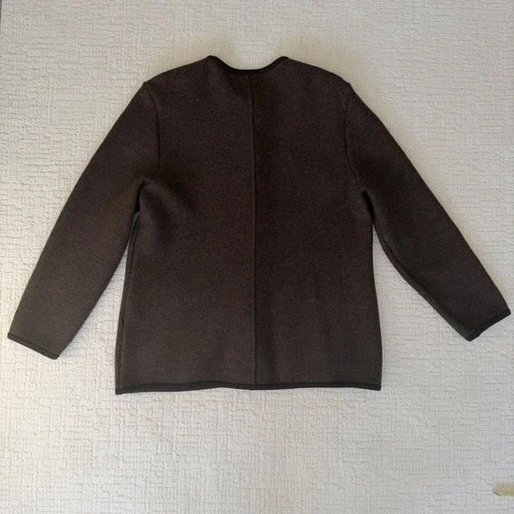 Geiger Brown 100% Wool Cardigan Coat Women's Size 44 US 12-14 Made in Austria